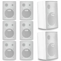 Kit 8 Caixas de Som Acústica Alto Falantes Frahm PS200 60 Watts New Passiva Branca Som Ambiente