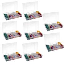 Kit 8 Caixas Organizadora Multiuso 12 Div Transparente P