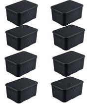 Kit 8 Caixas Organizadora Rattan 7 Litros C/ Tampa Preta 25588 Arqplast Kit 8 Caixas Organizadora Rattan 7 Litros C/ Tampa Preta 25588 Arqplast