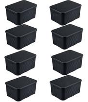 Kit 8 Caixas Organizadora Rattan 7 Litros C/ Tampa Preta 25588 Arqplast Kit 8 Caixas Organizadora Rattan 7 Litros C/ Tampa Preta 25588 Arqplast