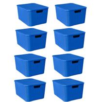 Kit 8 Caixas Organizadora Rattan 7L C/Tampa Azul-Arqplast Kit 8 Caixas Organizadora Rattan 7L C/Tampa Azul-Arqplast