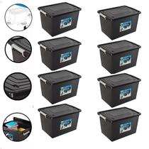 Kit 8 Caixas Organizadoras 56 Litros Tampa E Trava Preta Kit 8 Caixas Organizadoras 56 Litros Tampa E Trava Preta