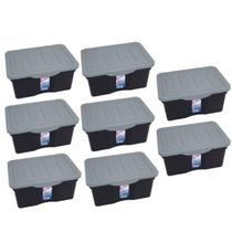 Kit 8 Caixas Organizadoras Multiuso Com Tampa 5 Litros ARQPLAST Preta