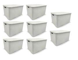 Kit 8 Caixas Organizadoras Rattan BRANCA 15 Litros Arqplast