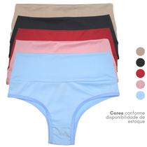 Kit 8 Calcinha Feminina Cós Alto Duplo Forro Algodao Viére