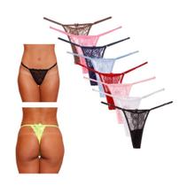 Kit 8 Calcinha Renda Fio Dental Alça Regulável Ajustável Tanga Fio Dental Sensual Sexy Sex Shop Lingerie Moda Intima Dia dos Namorados