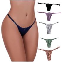 Kit 8 Calcinha Tanga Feminina Microfibra Com Regulagem Lateral Fio Dental Conforto Adulto