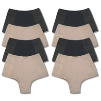 Kit 8 Calcinhas Cinta Cintura Alta Modela Reduz Barriga