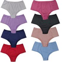 Kit 8 Calcinhas Sortidas Cós Alto Pala Dupla Plus Size Forro Algodão Feminina Confortável Adulto