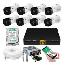 kit 8 Camera de Seguranca Intelbras 2mp VHD 1220b Dvr 8 Canais Multi Hd