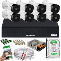 Kit 8 Camera de Seguranca Intelbras Bullet vhl 1120b Externa Dvr 8 canais multi hd