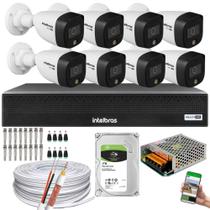 Kit 8 Câmera de Segurança Intelbras VHD 1220 B Color Full HD 1080p 20m Infra DVR MHDX 3008-C HD 1TB