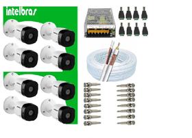 Kit 8 Câmera Intelbras C/ Infravermelho 20m Vhc 1120 B + Assessórios