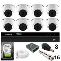 Kit 8 Câmeras 1220 D Mic 1080p Com Microfone Dvr Intelbras 1216-c Mhdx Com Acesso Remoto Hd 1tb