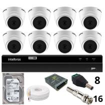 Kit 8 Câmeras 1220 D Mic 1080p Com Microfone Dvr Intelbras 1216-c Mhdx Com Acesso Remoto Hd 3tb