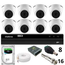 Kit 8 Câmeras 1220 D Mic 1080p Com Microfone Dvr Intelbras 1216-c Mhdx Com Acesso Remoto Hd 6tb