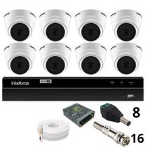 Kit 8 Câmeras 1220 D Mic 1080p Com Microfone Dvr Intelbras 1216-c Mhdx Com Acesso Remoto Sem Hd