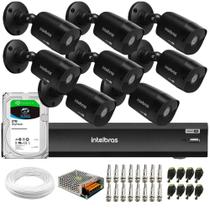 Kit 8 Câmeras Black Intelbras VHD 1220 B G6 Full HD 1080p + DVR Intelbras MHDX 1208 + HD 2TB