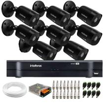 Kit 8 Câmeras Black Intelbras VHD 1220 Full HD 1080p + DVR Intelbras MHDX Multi Hd 8 Ch + Acessórios