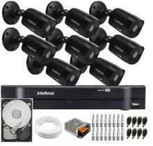 Kit 8 Câmeras Black Intelbras VHD 1220 Full HD 1080p + DVR Intelbras MHDX Multi Hd 8 Ch C/Hd