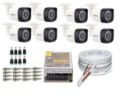 Kit 8 Câmeras Bullet Full Hd 1080p 2Mp Com Cabo e Conectores