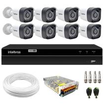 Kit 8 Câmeras de Segurança 20m Infravermelho Full Hd 1080p + Dvr Intelbras 1108 + Acessórios