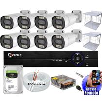 kit 8 Câmeras De Segurança Colorida Dia Noite Full Color 1080p Dvr 8 Canais Cabo Grade e Hd1tb