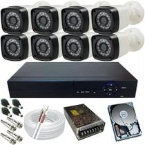 Kit 8 Câmeras De Segurança Full Hd 1080p 2 Mp Dvr 8 Ch Com HD - Kit Cftv