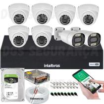 Kit 8 Câmeras de Segurança Full HD 1080p 20m Infra c/2 Full Color+DVR Intelbras+Cabos e Acessórios