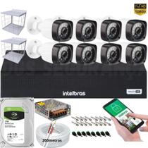 Kit 8 Câmeras de Segurança Full Hd 1080p Dvr Intelbras 8 Canais 1TB c/200m Cabo+Grade de proteção