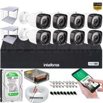 Kit 8 Câmeras de Segurança Full Hd 1080p Dvr Intelbras 8 Canais 500gb c/200m Cabo+Grade de proteção