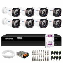 Kit 8 Câmeras de Segurança Full HD 1080p Lite 20 Metros Infravermelho + DVR Intelbras + HD + Cabos e Acessórios