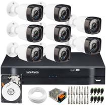 Kit 8 Câmeras de Segurança Full HD 20 Metros Infravermelho + DVR Intelbras + HD + Cabos e Acessórios