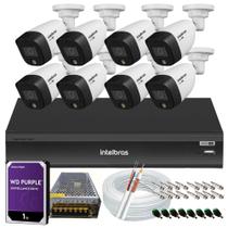 Kit 8 Cameras de Segurança Intelbras 1220b Full Color 1080p Dvr Imhdx 3008 Hd Purple 1tb