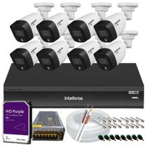 Kit 8 Cameras de Segurança Intelbras 1220b Full Color 1080p Dvr Imhdx 3008 Hd Purple 2tb