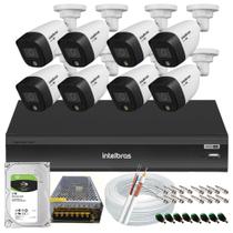 Kit 8 Cameras de Segurança Intelbras 1220b Full Color 1080p Dvr Imhdx 3008 Inteligente C/ Hd 1tb