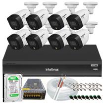 Kit 8 Cameras de Segurança Intelbras 1220b Full Color 1080p Dvr Imhdx 3008 Inteligente C/ Hd 500gb