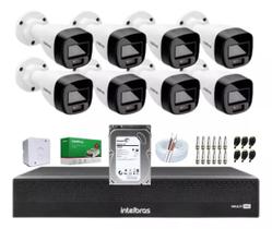 Kit 8 Cameras de Seguranca Intelbras 3220 Full Color C/ Audio, Dvr 8ch C/ Hd 1tb