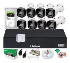 Kit 8 Cameras de Seguranca Intelbras 3220 Full Color C/ Audio, Dvr 8ch C/ Hd