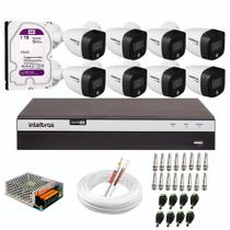 Kit 8 Câmeras de Segurança Intelbras vhd 1220 B Color Full HD 1080p 20m Infra dvr mhdx 3108 HD 1TB