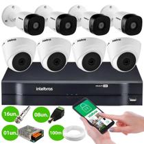 Kit 8 Câmeras de Segurança vhd 1010 Dome + vhd 1010 Bullet HD 720p 1 + dvr mhdx 1108