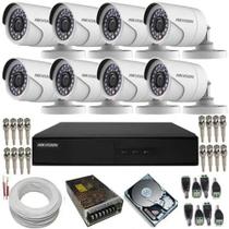 KIT 8 CÂMERAS DE VIGILÂNCIA HIKVISION Full Hd 1080p 2mp DVR HIKVISION 4 CH - ALTA DEFINIÇÃO C/HD