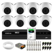 Kit 8 Câmeras Dome Infra VHD 1120 D 20m + DVR 8 canais MHDX 1208 Detecção Inteligente Intelbras 2TB