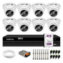 Kit 8 Câmeras Dome VHC 1120 D HD 720p Infravermelho de 20 metros Lente 2.8mm Intelbras + DVR MHDX 1308 com 8 Canais Multi HD Intelbras + HD 1TB Purple