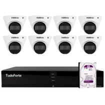 Kit 8 Câmeras Dome VLP 1230 D IP Full HD 1080p IP67 IR 30m Intelbras + DVR Tudo Forte TFHDX 3304 4 Canais + HD 2TB Purple