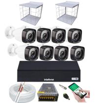 Kit 8 Câmeras + DVR Intelbras + Câmeras HD 720p 20m Infravermelho + Fonte, Cabos e Acessórios