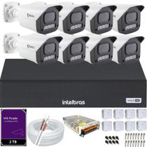 Kit 8 Câmeras Full Color C/Áudio Dvr Intelbras 8ch 2TB Purple