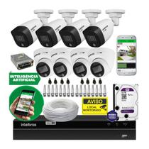 Kit 8 Câmeras Full Hd Intelbras Full Collor C/ Hd 3tb Purple