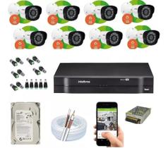 Kit 8 Câmeras Intelbras 1120B Dvr Intelbras MHDX 8 Canais C/Hd 500gb