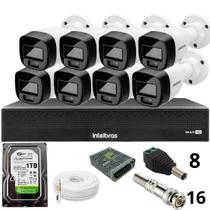 Kit 8 Câmeras Intelbras 1120b Full Color Dvr Mhdx 1016-c Intelbras Com Detecção De Movimentos Hd 1Tb